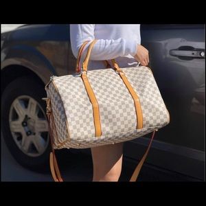 Checkered Tote Shoulder Bag with inner pouch - PU